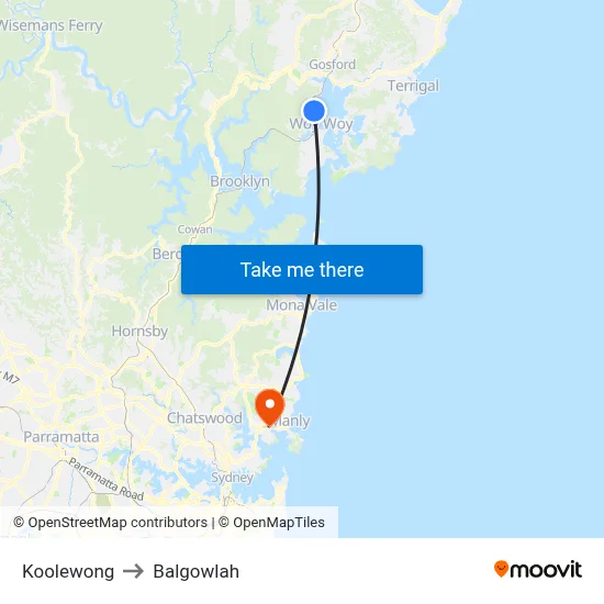 Koolewong to Balgowlah map
