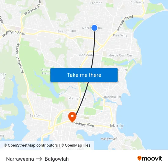 Narraweena to Balgowlah map