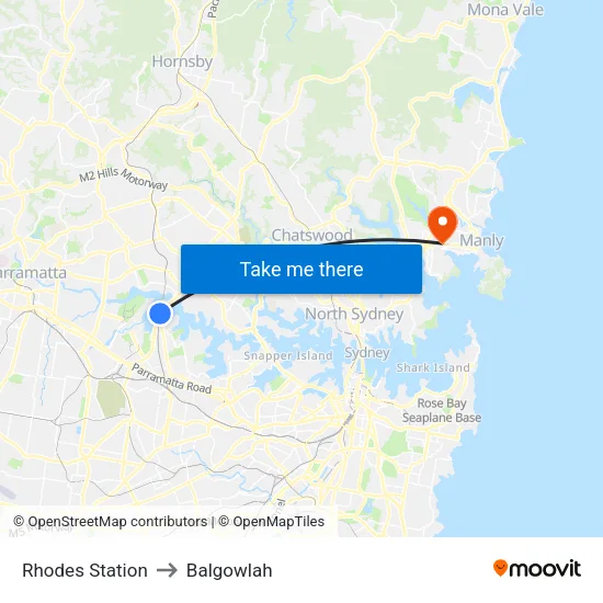Rhodes Station to Balgowlah map