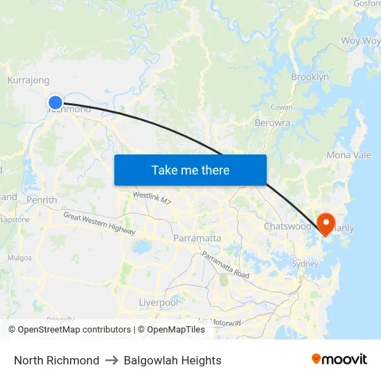 North Richmond to Balgowlah Heights map