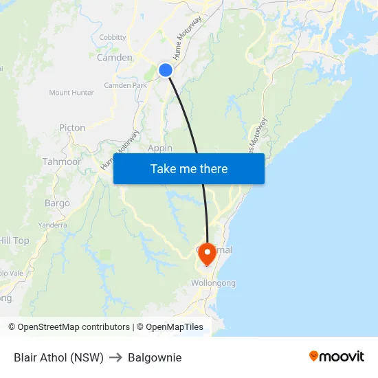 Blair Athol (NSW) to Balgownie map