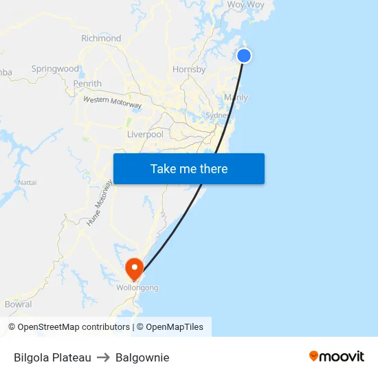 Bilgola Plateau to Balgownie map