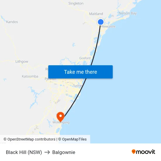 Black Hill (NSW) to Balgownie map
