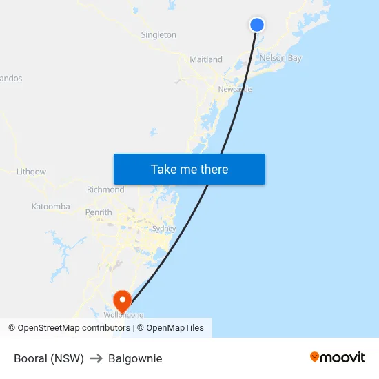 Booral (NSW) to Balgownie map