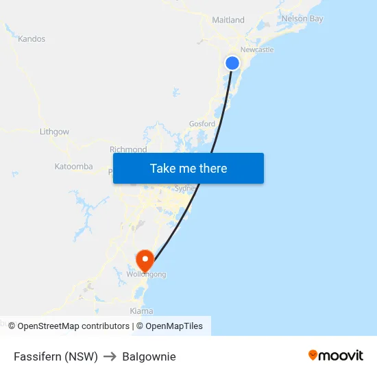 Fassifern (NSW) to Balgownie map