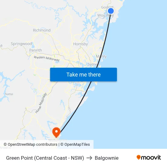 Green Point (Central Coast - NSW) to Balgownie map