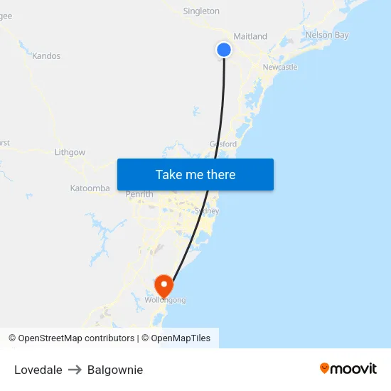 Lovedale to Balgownie map