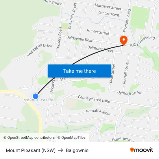 Mount Pleasant (NSW) to Balgownie map