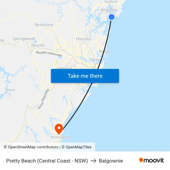 Pretty Beach (Central Coast - NSW) to Balgownie map