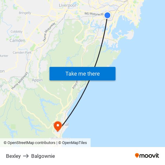 Bexley to Balgownie map