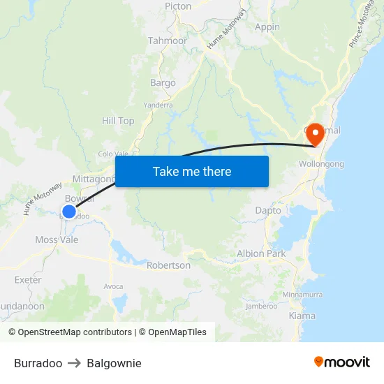 Burradoo to Balgownie map