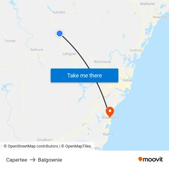Capertee to Balgownie map