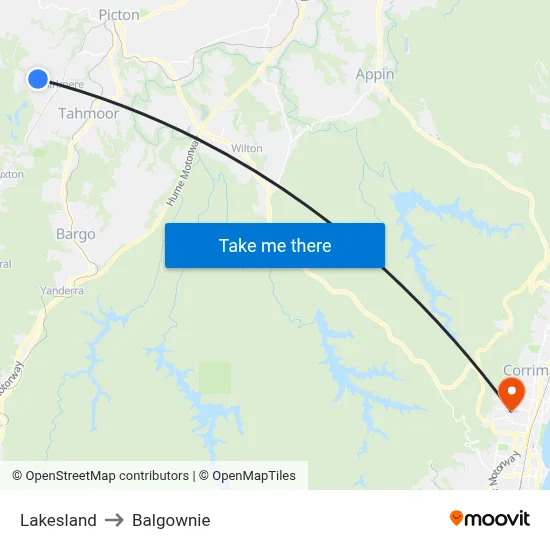 Lakesland to Balgownie map