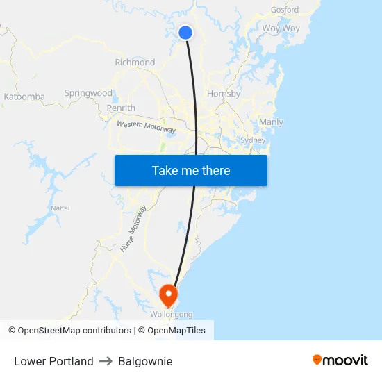 Lower Portland to Balgownie map