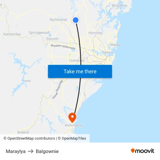 Maraylya to Balgownie map