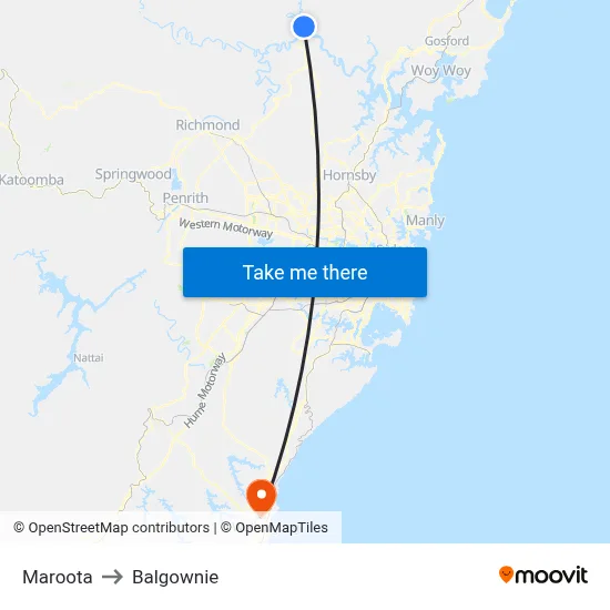 Maroota to Balgownie map