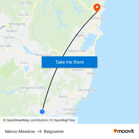 Meroo Meadow to Balgownie map