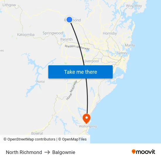 North Richmond to Balgownie map