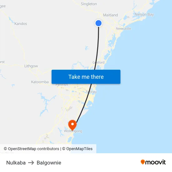 Nulkaba to Balgownie map