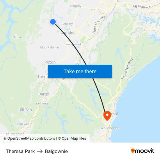 Theresa Park to Balgownie map