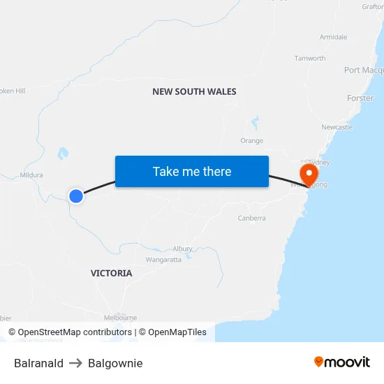 Balranald to Balgownie map