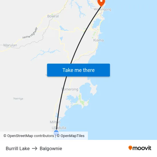 Burrill Lake to Balgownie map