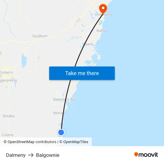 Dalmeny to Balgownie map