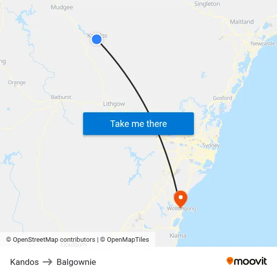 Kandos to Balgownie map