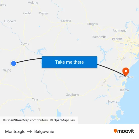 Monteagle to Balgownie map