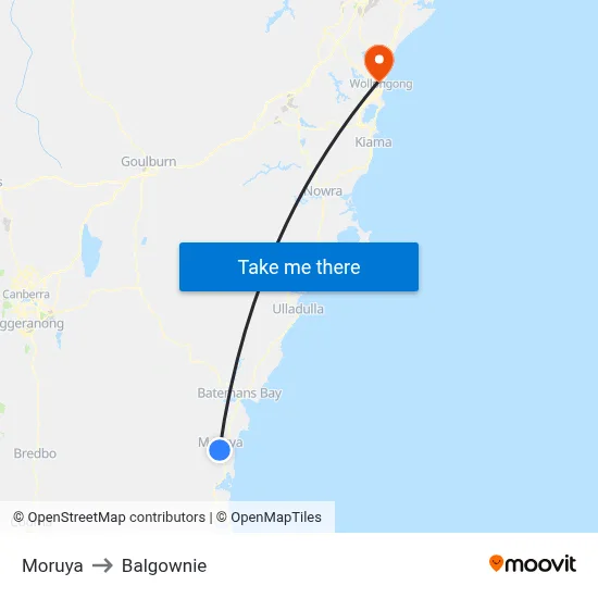 Moruya to Balgownie map