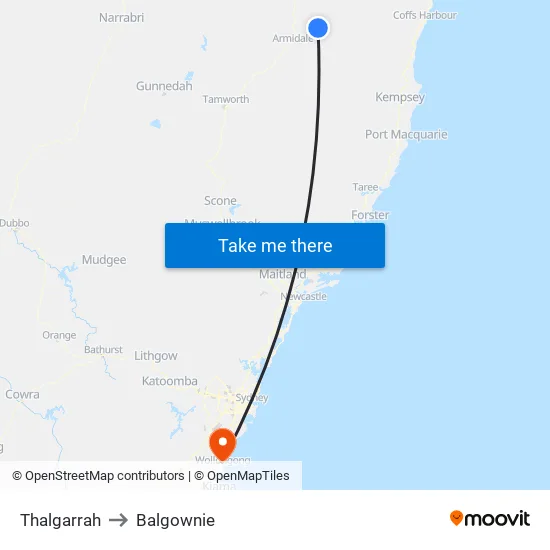 Thalgarrah to Balgownie map