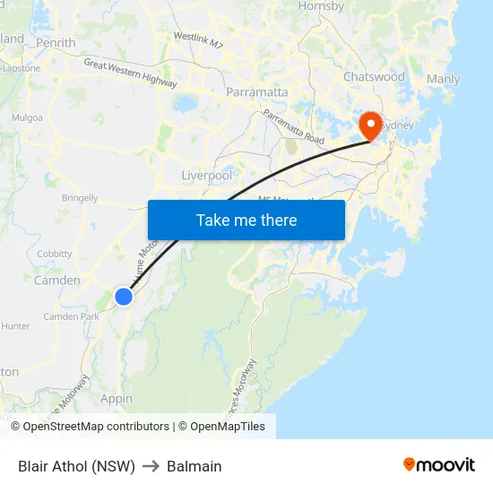 Blair Athol (NSW) to Balmain map
