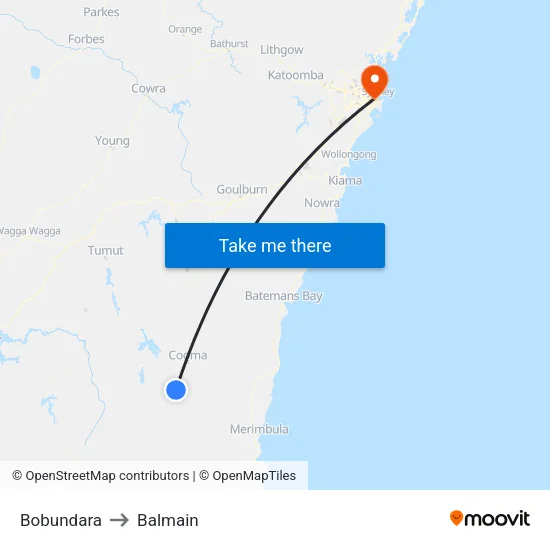 Bobundara to Balmain map