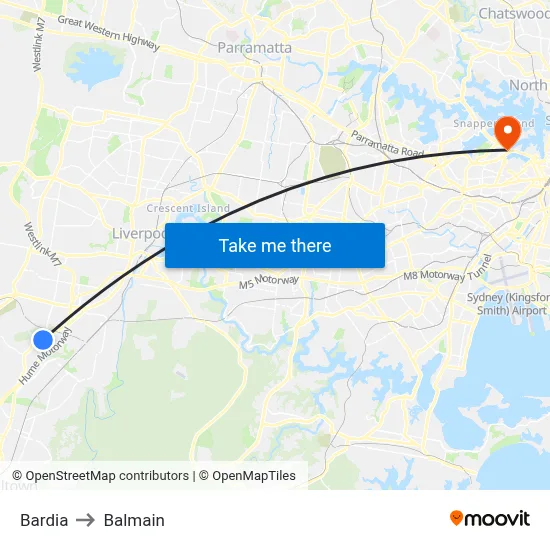 Bardia to Balmain map