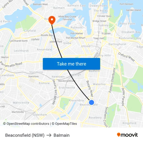 Beaconsfield (NSW) to Balmain map