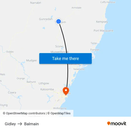 Gidley to Balmain map