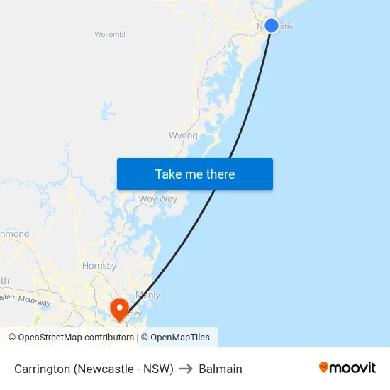 Carrington (Newcastle - NSW) to Balmain map