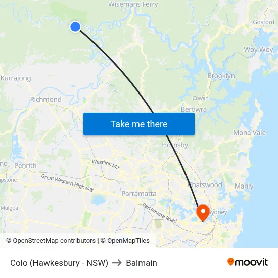 Colo (Hawkesbury - NSW) to Balmain map