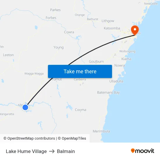 Lake Hume Village to Balmain map