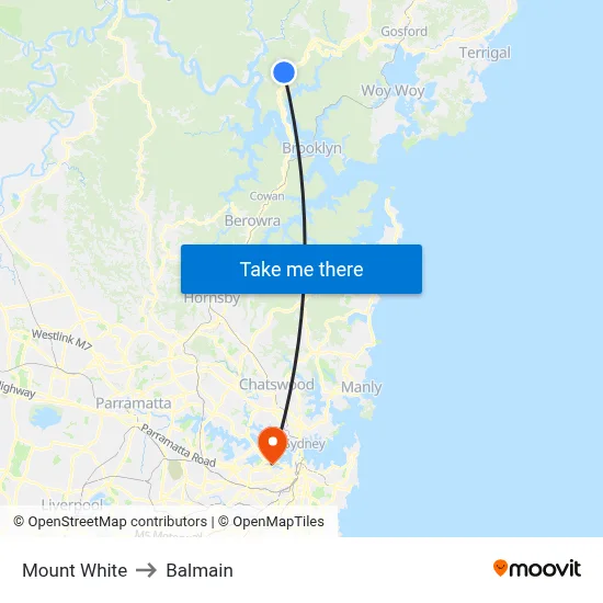 Mount White to Balmain map