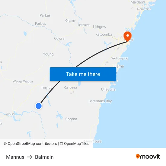 Mannus to Balmain map