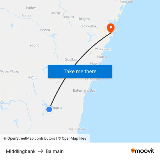 Middlingbank to Balmain map
