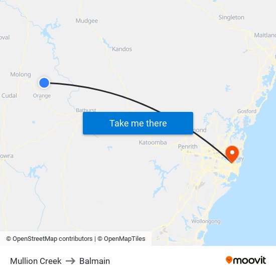 Mullion Creek to Balmain map