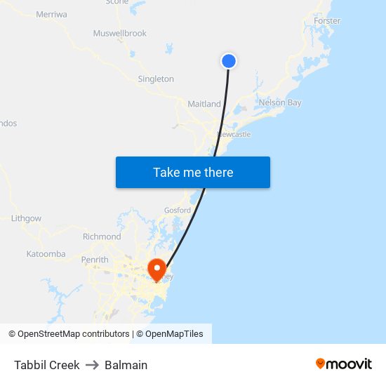 Tabbil Creek to Balmain map