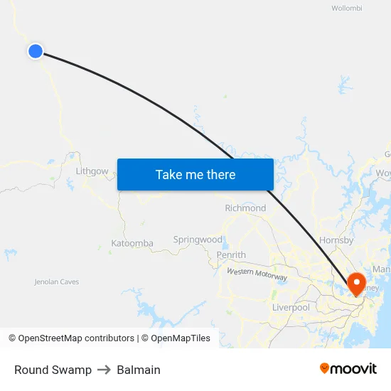 Round Swamp to Balmain map