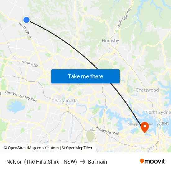 Nelson (The Hills Shire - NSW) to Balmain map