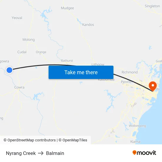 Nyrang Creek to Balmain map