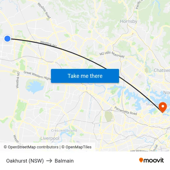 Oakhurst (NSW) to Balmain map