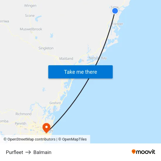 Purfleet to Balmain map