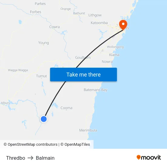 Thredbo to Balmain map